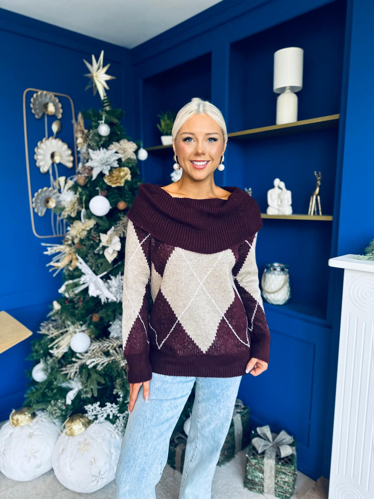 Grace Chunky Knit Jumper Burgundy