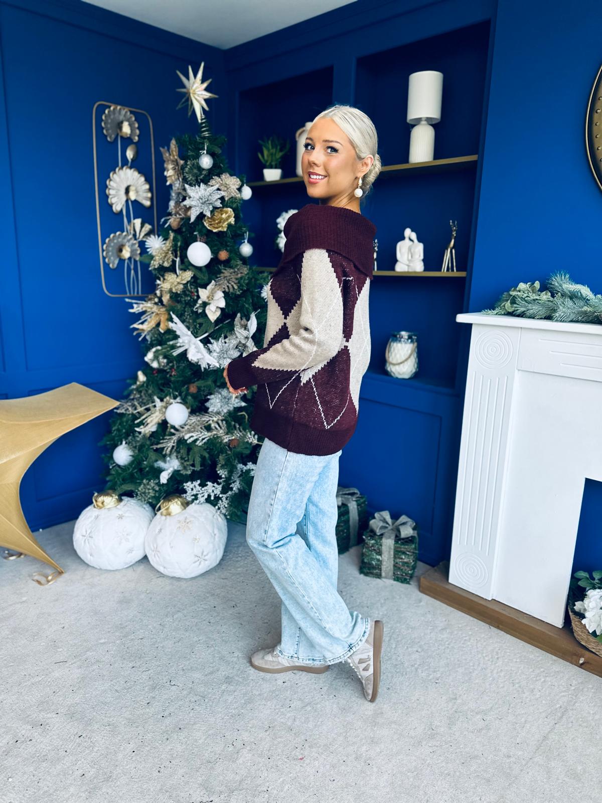 Grace Chunky Knit Jumper Burgundy