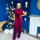 Margot Velvet Top And Trouser Set Wine