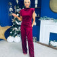 Margot Velvet Top And Trouser Set Wine