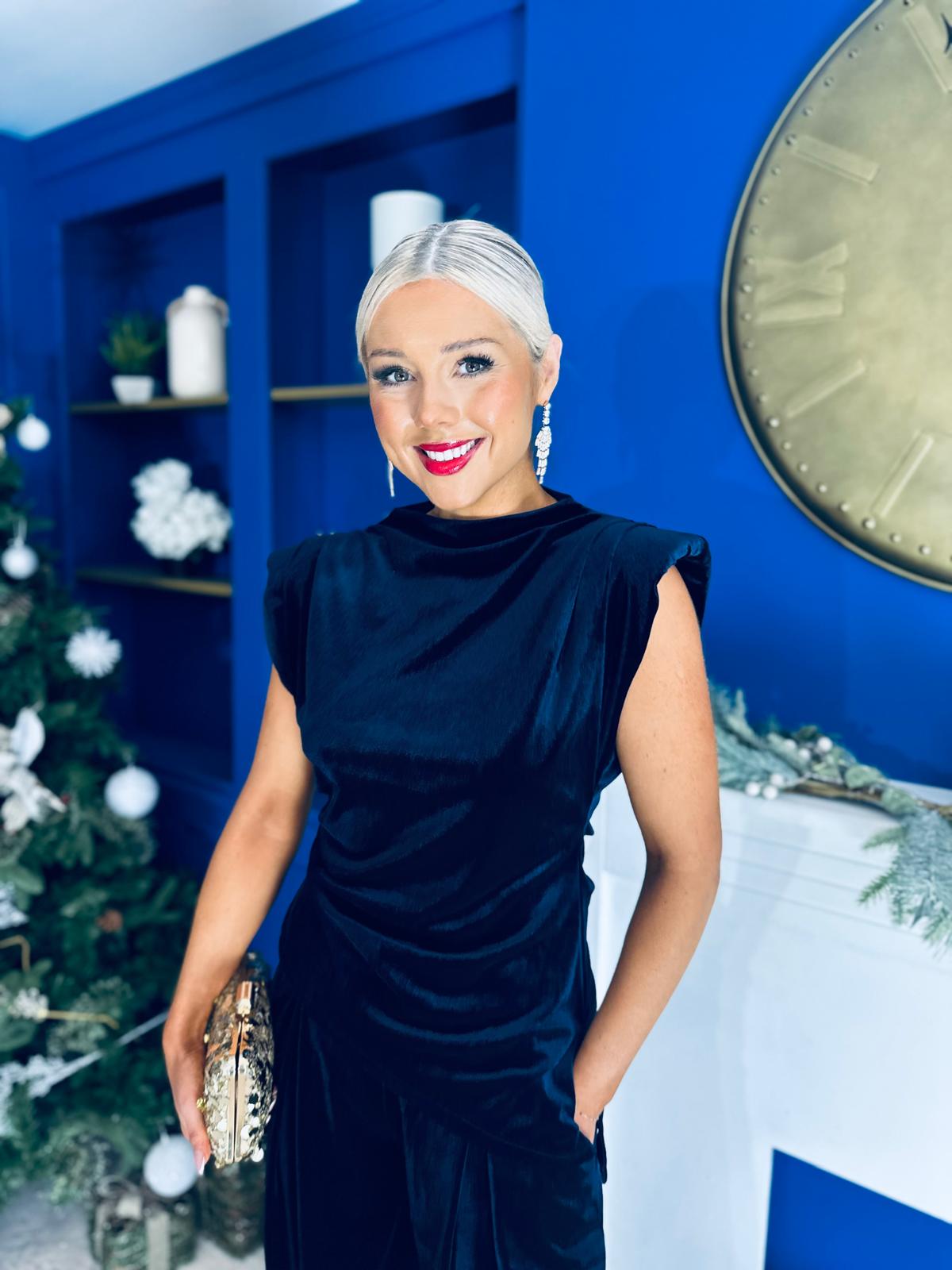 Margot Velvet Top And Trouser Set Navy