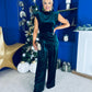 Margot Velvet Top And Trouser Set Forest
