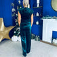 Margot Velvet Top And Trouser Set Forest