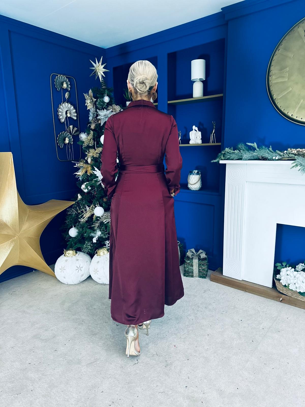 Kira Twist Detail Maxi Shirt Dress Wine Pre Order 9 Dec