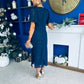 Maddy Gathered Neckline Midi Dress Navy