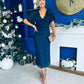 Maddy Gathered Neckline Midi Dress Navy