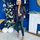 Samantha Full Sequin Blazer Black Gold