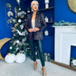Samantha Full Sequin Blazer Black Gold