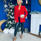 Samantha Full Sequin Blazer Red