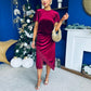 Evie Velvet Top & Skirt Set Wine