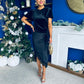 Evie Velvet Top & Skirt Set Black