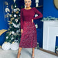 Estelle Sequin Skirt Occasion Dress Wine