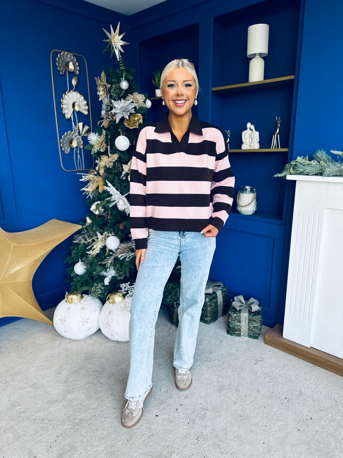 Rachelle Stripe Detail Jumper Pink