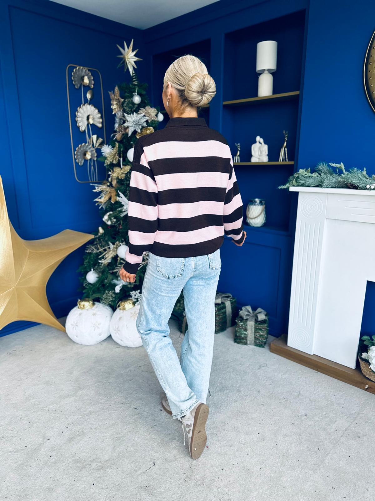 Rachelle Stripe Detail Jumper Pink