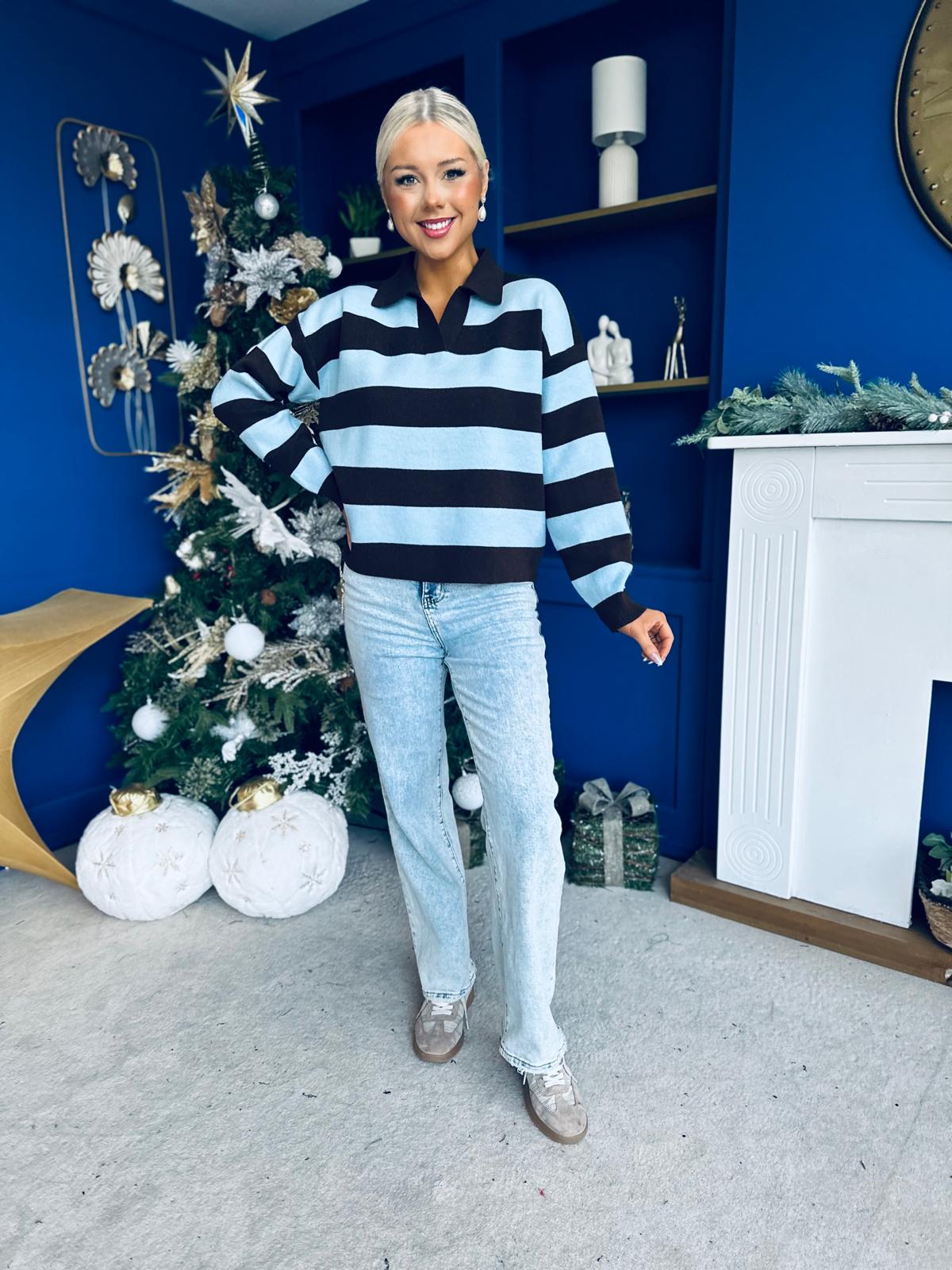 Rachelle Stripe Detail Jumper Blue