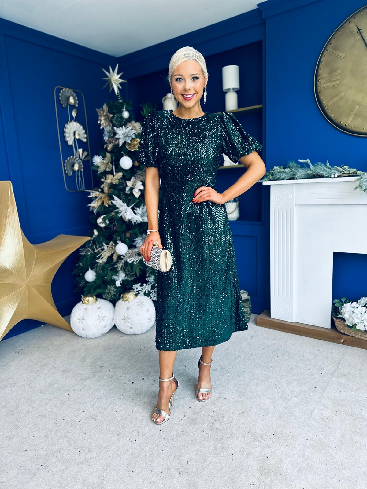 Berkley Sequin Occasion Dress Forest Pre Order 11 Dec