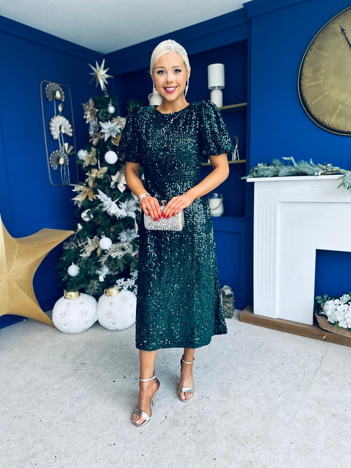 Berkley Sequin Occasion Dress Forest Pre Order 11 Dec