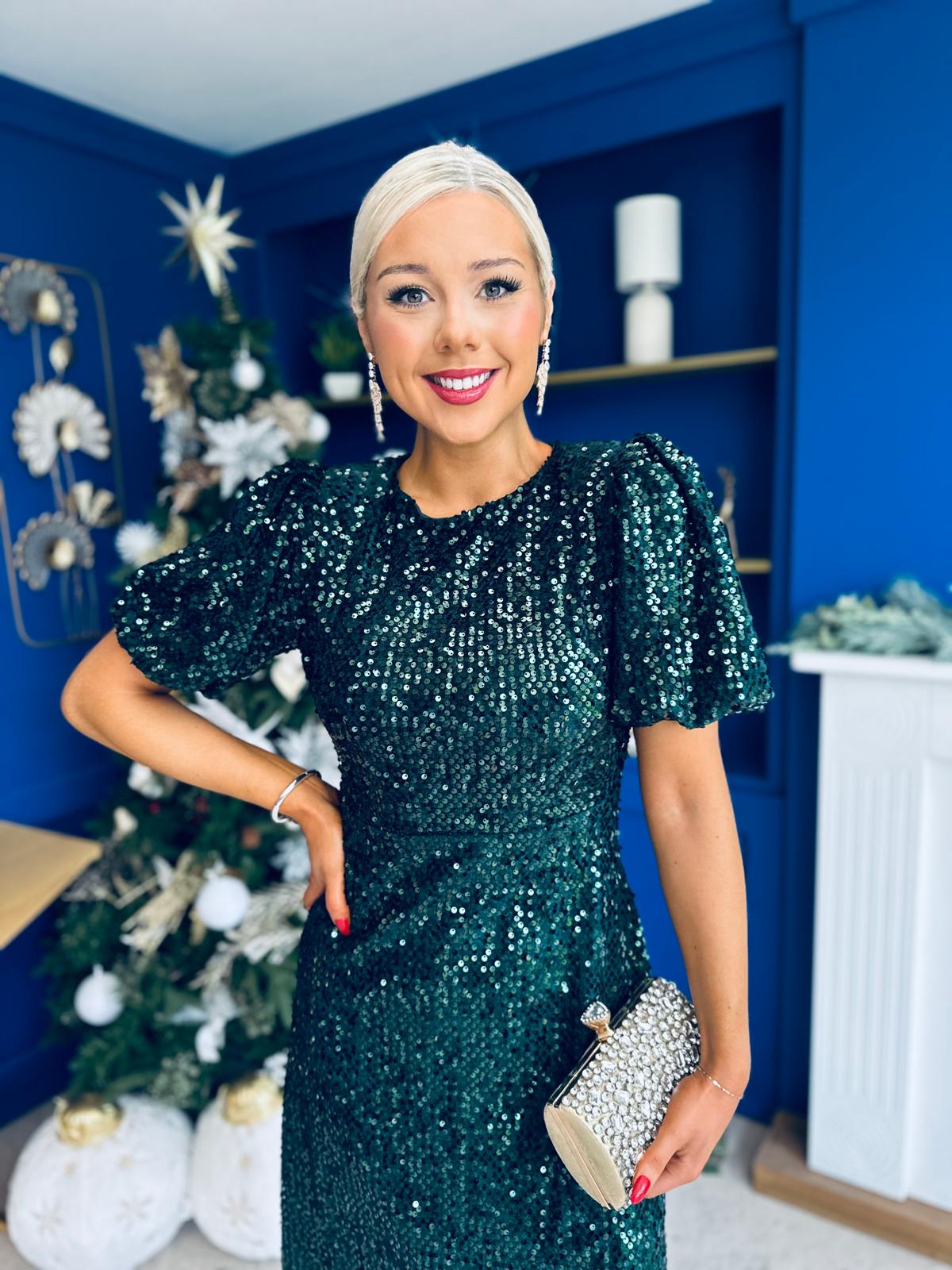 Berkley Sequin Occasion Dress Forest Pre Order 11 Dec