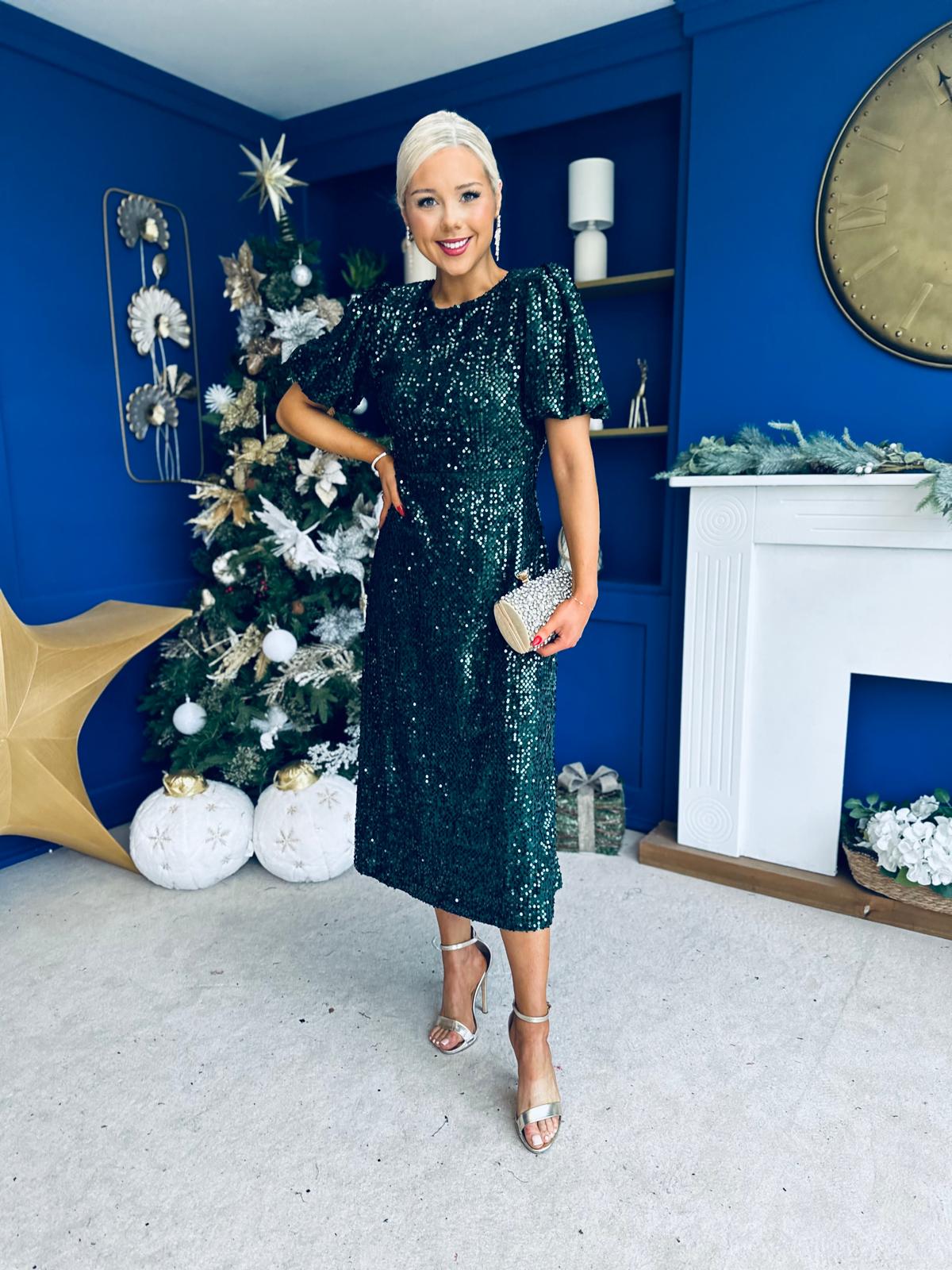 Berkley Sequin Occasion Dress Forest Pre Order 11 Dec