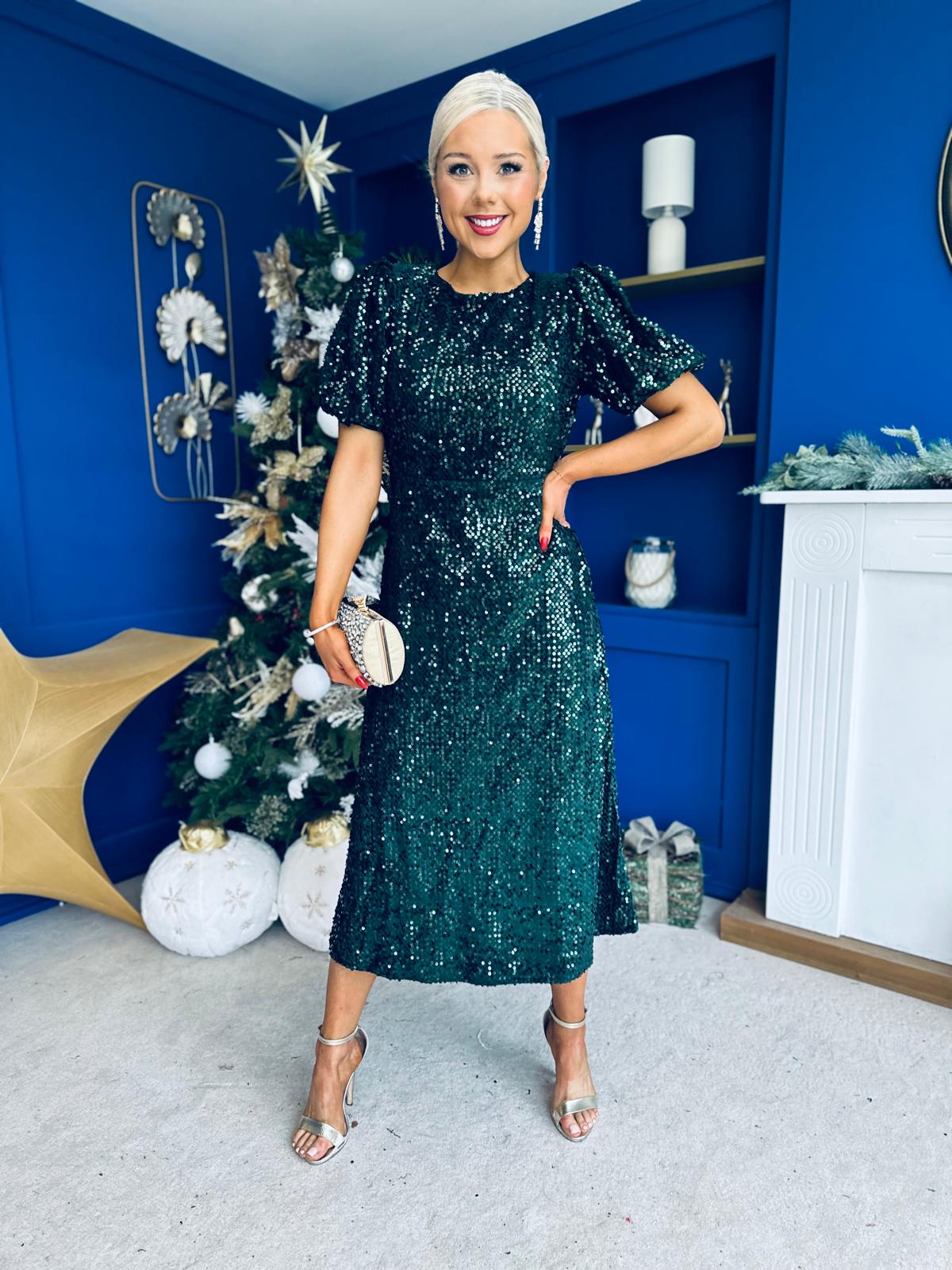 Berkley Sequin Occasion Dress Forest Pre Order 11 Dec