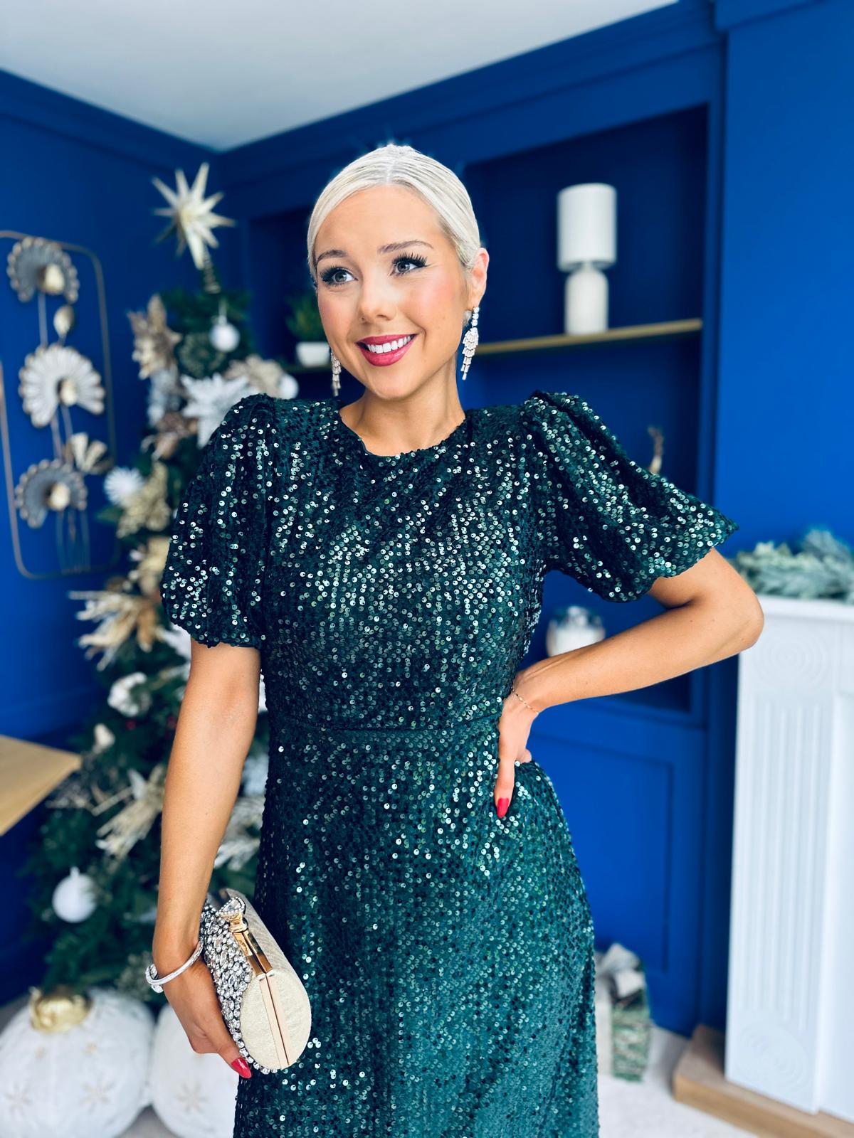 Berkley Sequin Occasion Dress Forest Pre Order 11 Dec