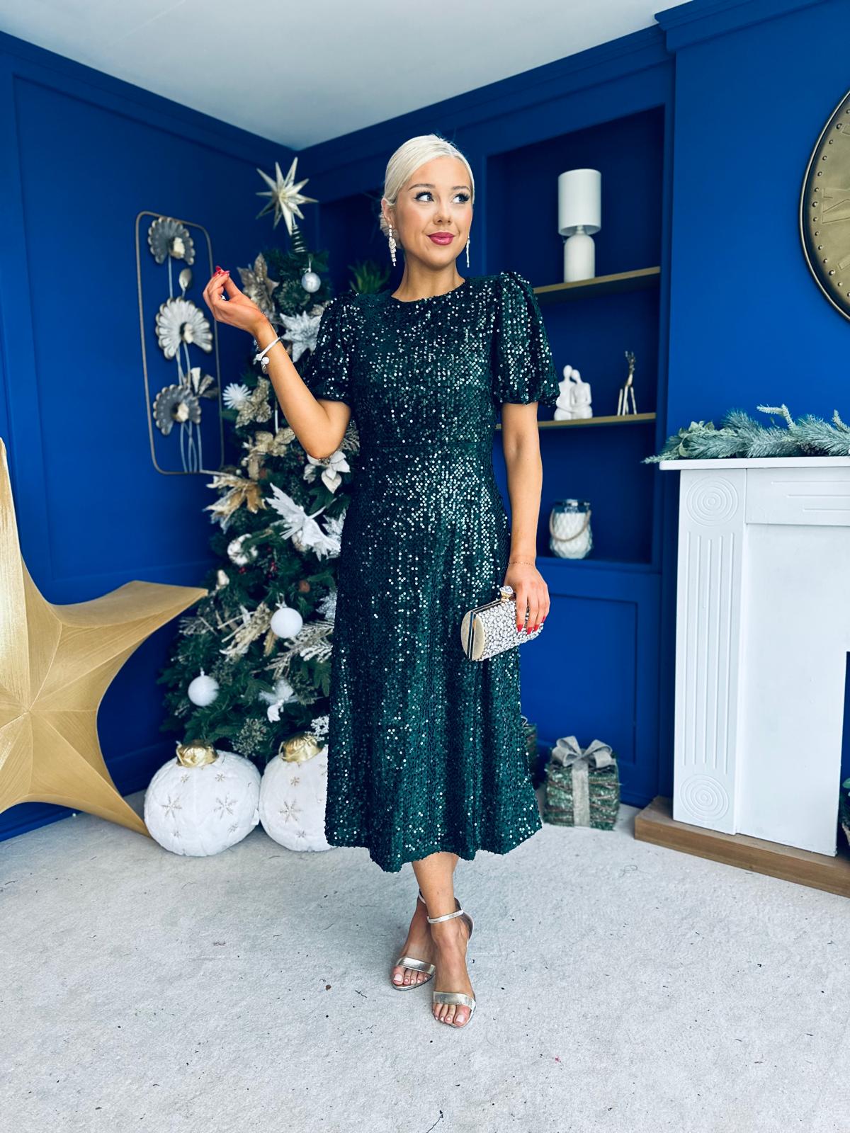 Berkley Sequin Occasion Dress Forest Pre Order 11 Dec