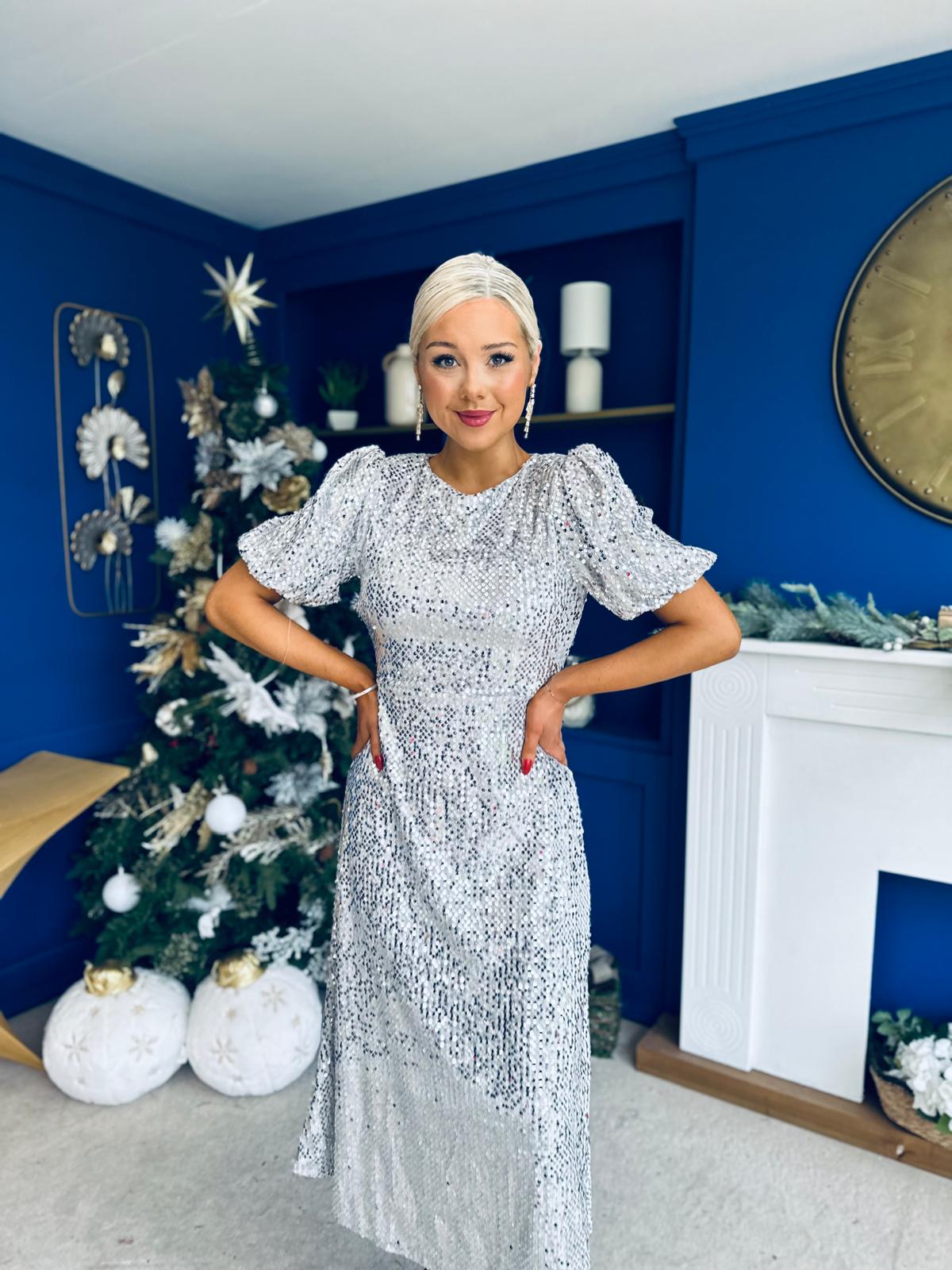 Berkley Sequin Occasion Dress Silver