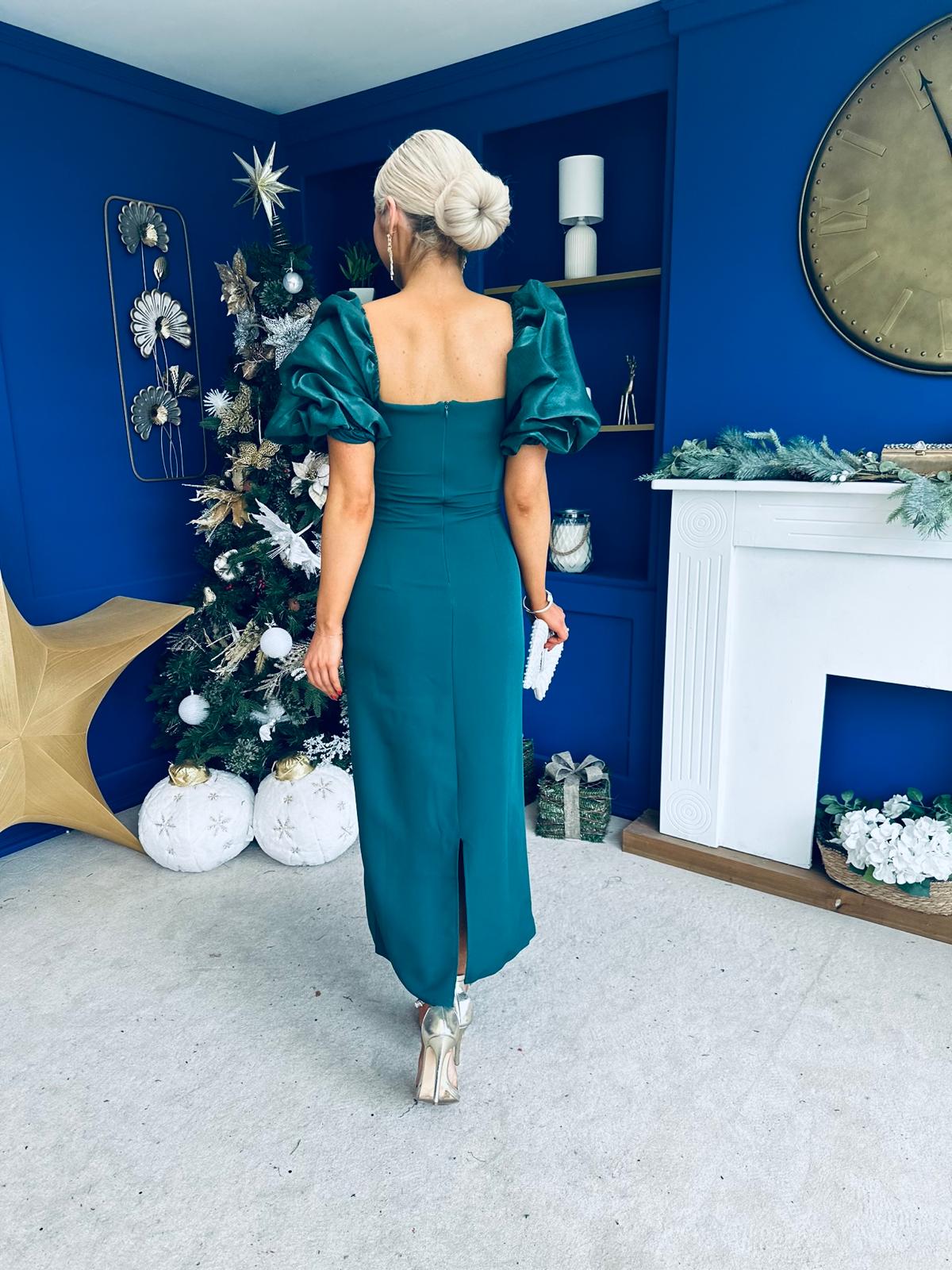 Ivy Embellished Occasion Dress Forest