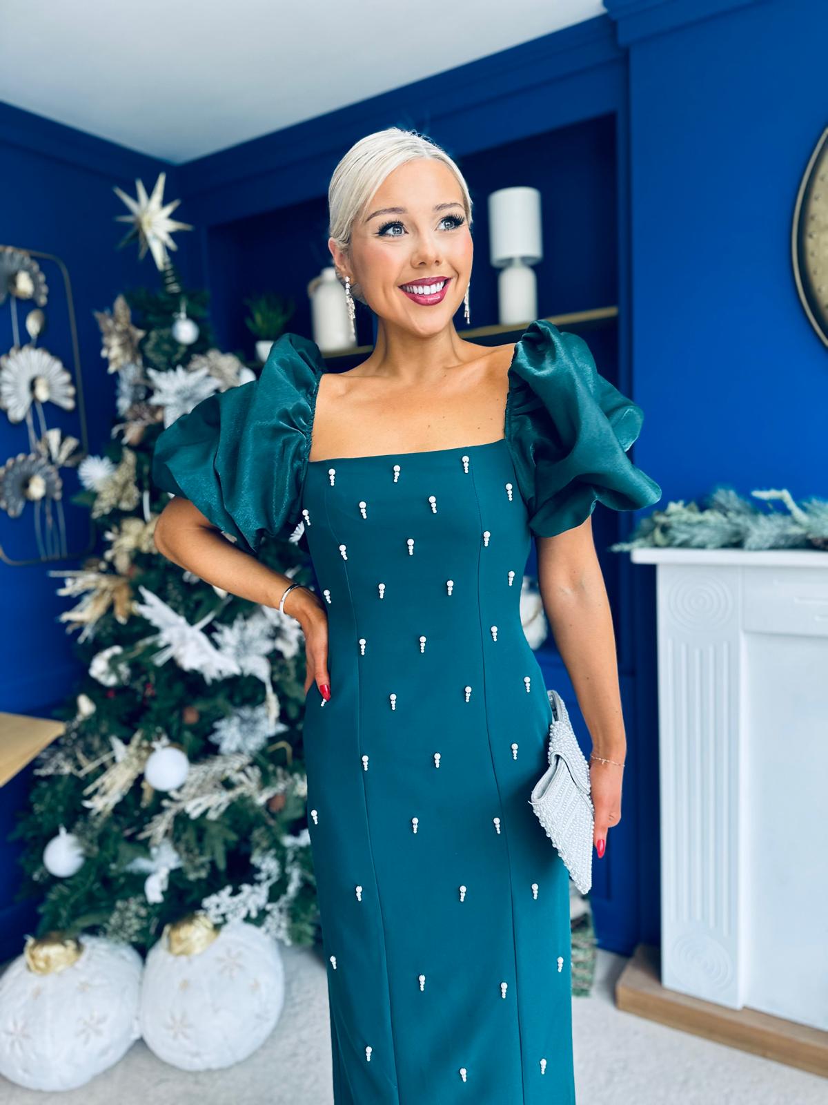 Ivy Embellished Occasion Dress Forest