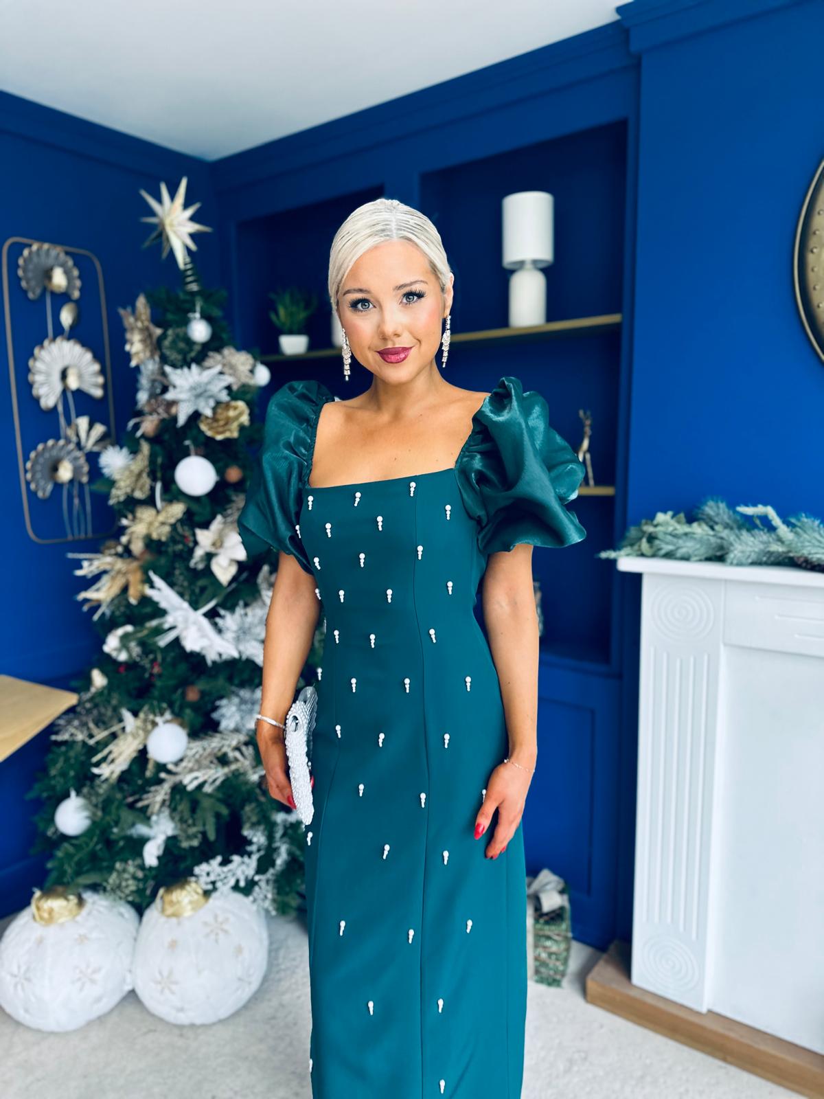 Ivy Embellished Occasion Dress Forest