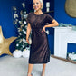 Janette Angel Sleeve Sequin Occasion Dress Coffee