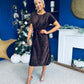 Janette Angel Sleeve Sequin Occasion Dress Coffee