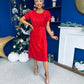Janette Angel Sleeve Sequin Occasion Dress Red