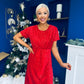 Janette Angel Sleeve Sequin Occasion Dress Red