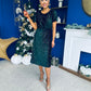 Janette Angel Sleeve Sequin Occasion Dress Forest