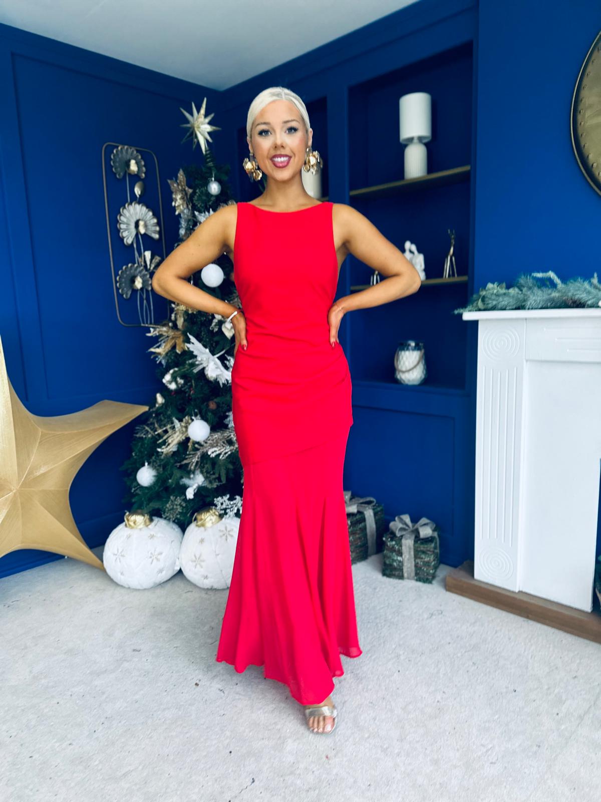 Delilah Detailed Occasion Maxi Dress Red