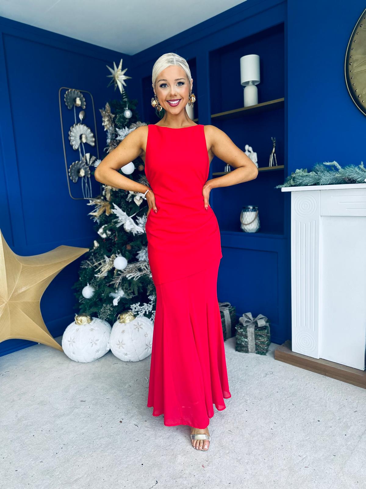 Delilah Detailed Occasion Maxi Dress Red