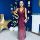 Kim Ombre Sequin Occasion Dress Burgundy