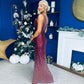 Kim Ombre Sequin Occasion Dress Burgundy