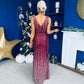 Kim Ombre Sequin Occasion Dress Burgundy