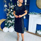Janette Angel Sleeve Sequin Occasion Dress Black