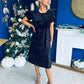 Janette Angel Sleeve Sequin Occasion Dress Black