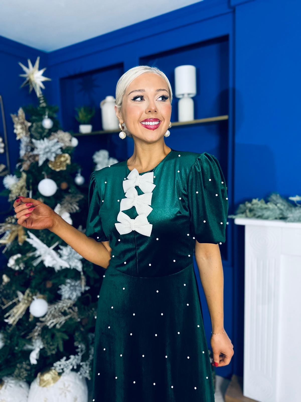 Caoimhe Pearl & Velvet Occasion Dress Forest Pre Order 13 Dec