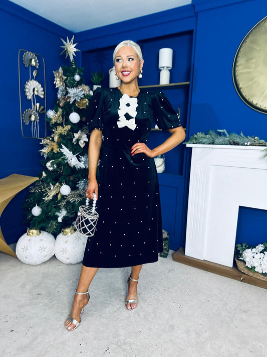 Caoimhe Pearl & Velvet Occasion Dress Black Pre Order 13 Dec