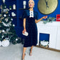 Caoimhe Pearl & Velvet Occasion Dress Navy Pre Order 13 Dec