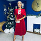 Caoimhe Pearl & Velvet Occasion Dress Red Pre Order 13 Dec