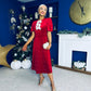 Caoimhe Pearl & Velvet Occasion Dress Red Pre Order 13 Dec