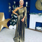 Rowen Metallic Detail Occasion Maxi Dress Gold