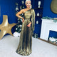 Rowen Metallic Detail Occasion Maxi Dress Gold