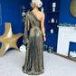 Rowen Metallic Detail Occasion Maxi Dress Gold